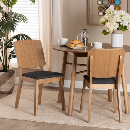 BAXTON STUDIO Denmark MidCentury Black Fabric and French Oak Brown Finished Rubberwood Dining Chair Set2PC 224-2PC-12948-ZORO